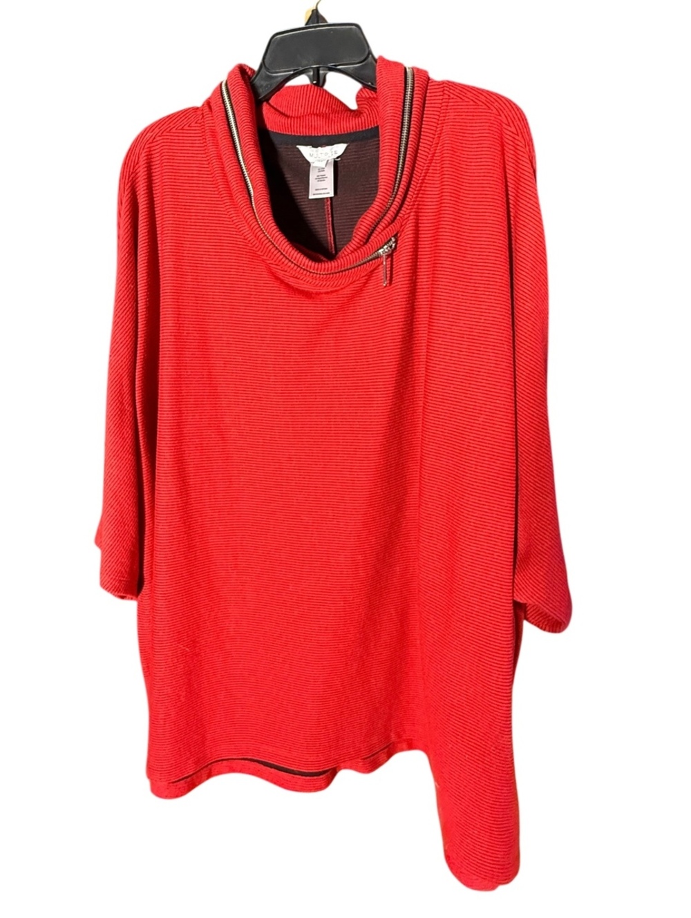Red & Black Cowl Neck Top 3X
